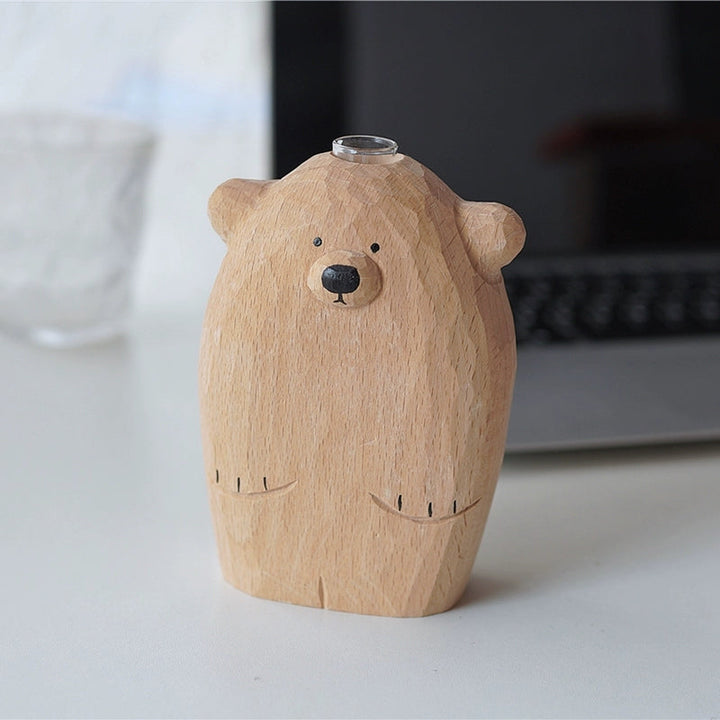 Adorable Handmade Wood Bear Vase