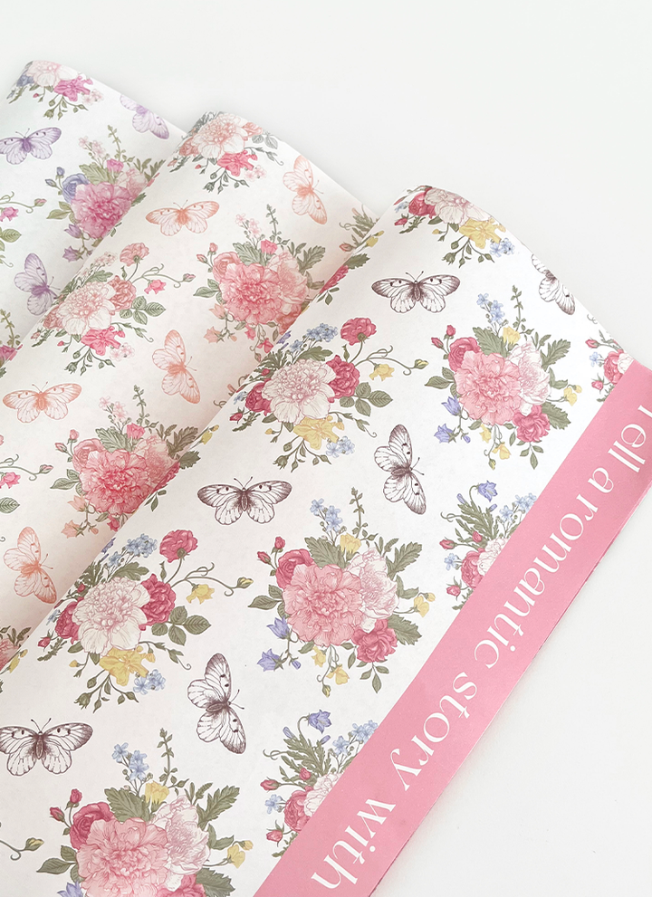 Butterfly Floral Print Wrapping Paper Pack 10 (38x50cm)