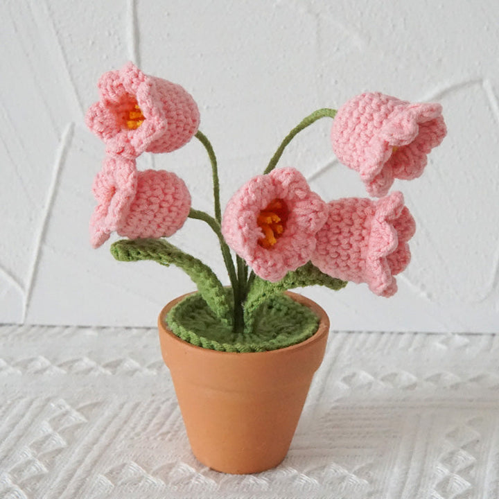 Artificial Orchid Finished Crocheted Potted Flower