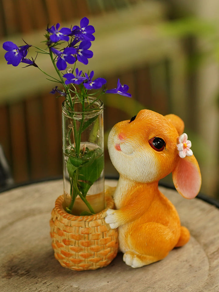 Resin Rabbit Glass Test Tube Vase