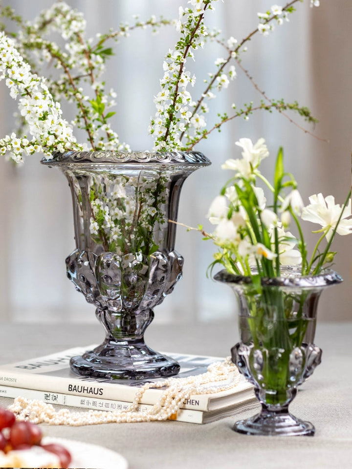 Pedestal Vintage Crystal Glass Urn Vase