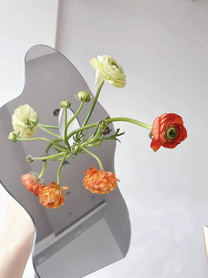 Minimal Style Acrylic Mirror Flower Vase Art Decor