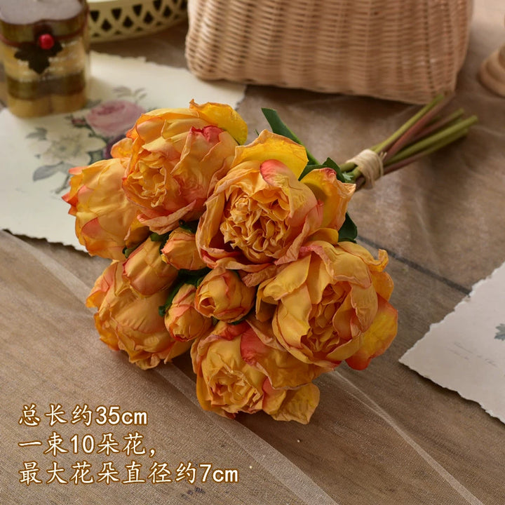 Vintage Terracotta Burnt Orange Mini Rose Bouquet for Wedding and Home Décor