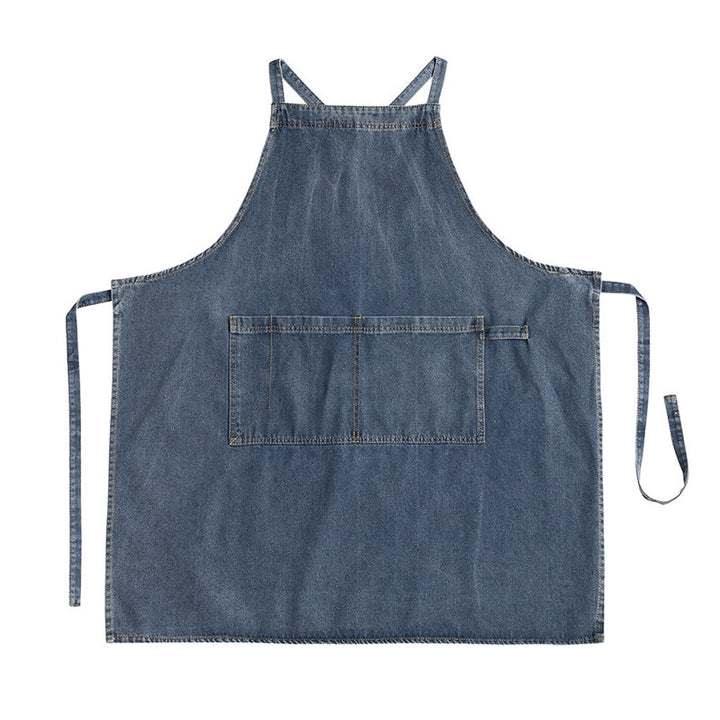 Distressed Denim Florist Apron with Pockets