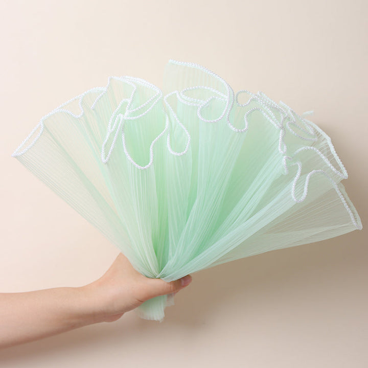 Pearled Edge Plicated Mesh Bouquet Flowers Wrapping Fabric