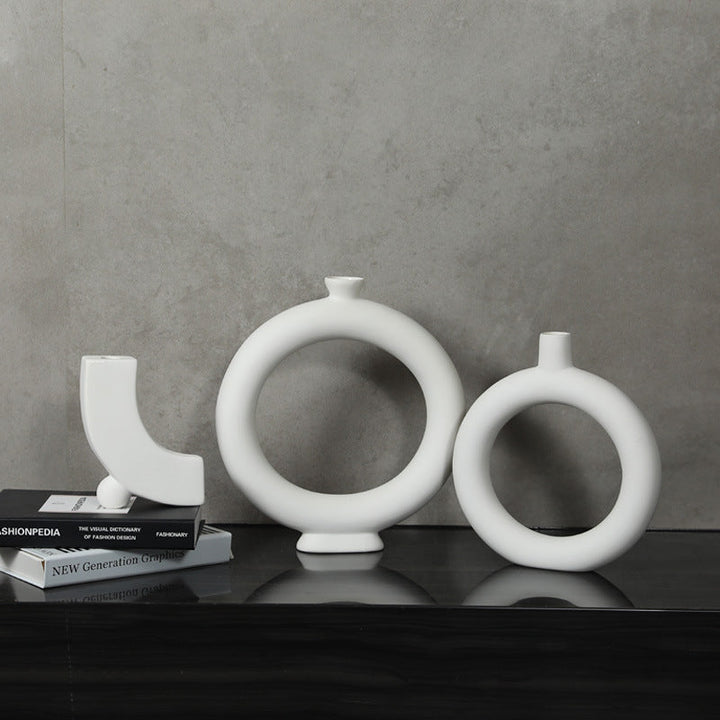 Modern minimalist black and white vase set for decor