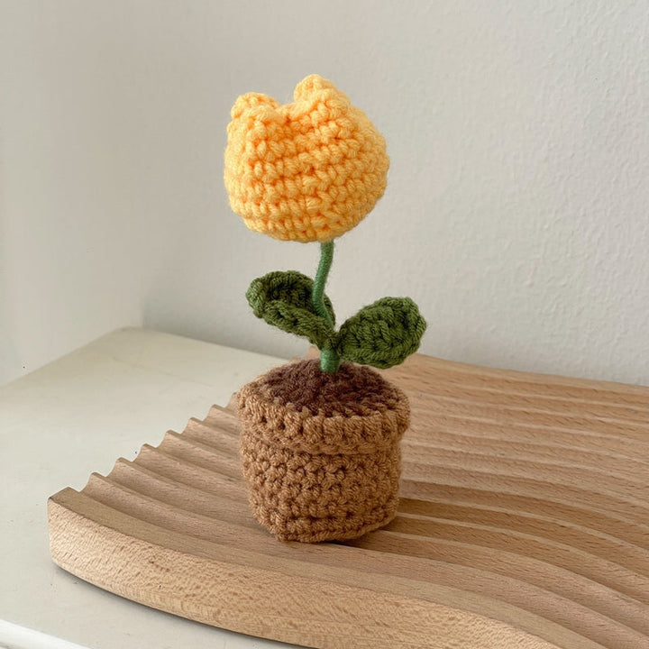 Finished Crochet Tulip Sunflower Small Potted Flower