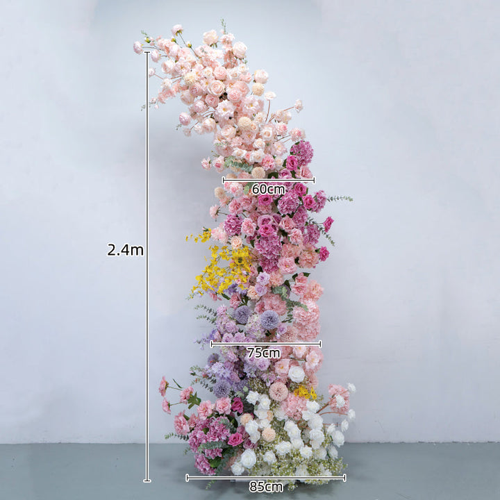 RTS Flower Arch Pink Purple Rose Artificial Florals Backdrop Event Proposal Wedding Decoration