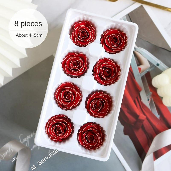 White Preserved Roses with Black Trim – 2-6CM DIY Bouquet Craft Kit