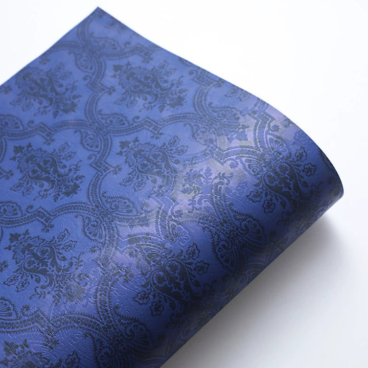 Midnight Blue Floral Wrapping Paper Set - Assorted Textures