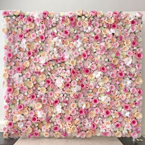 Elegant floral wall decor with soft pink and cream roses.
