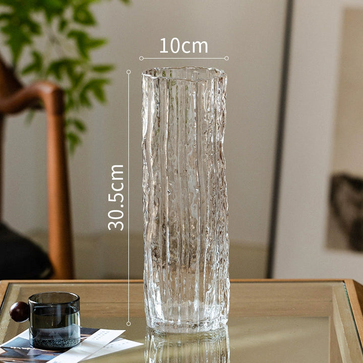 Glacier Textured Transparent Glass Vase