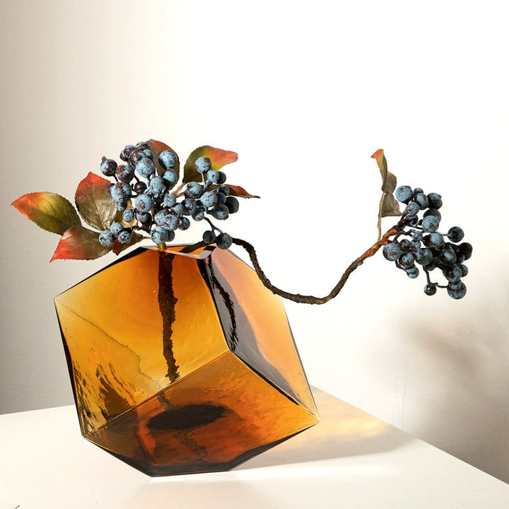 Brown Glass Cubed Art Vase