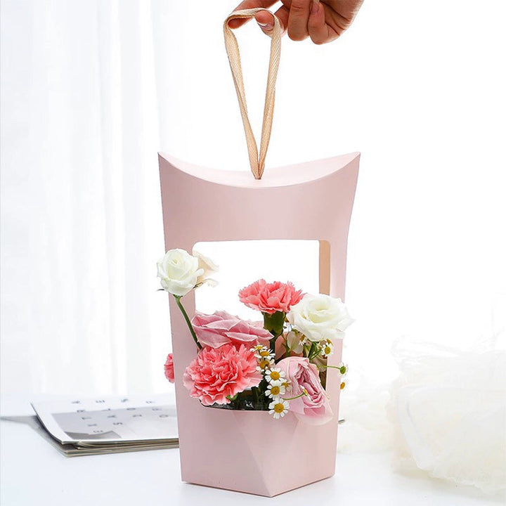 Hollow-out Flower Arrangement Box with Handle Pack 10