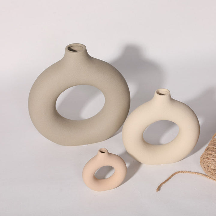 Modern frosted ceramic vases for minimalist decor