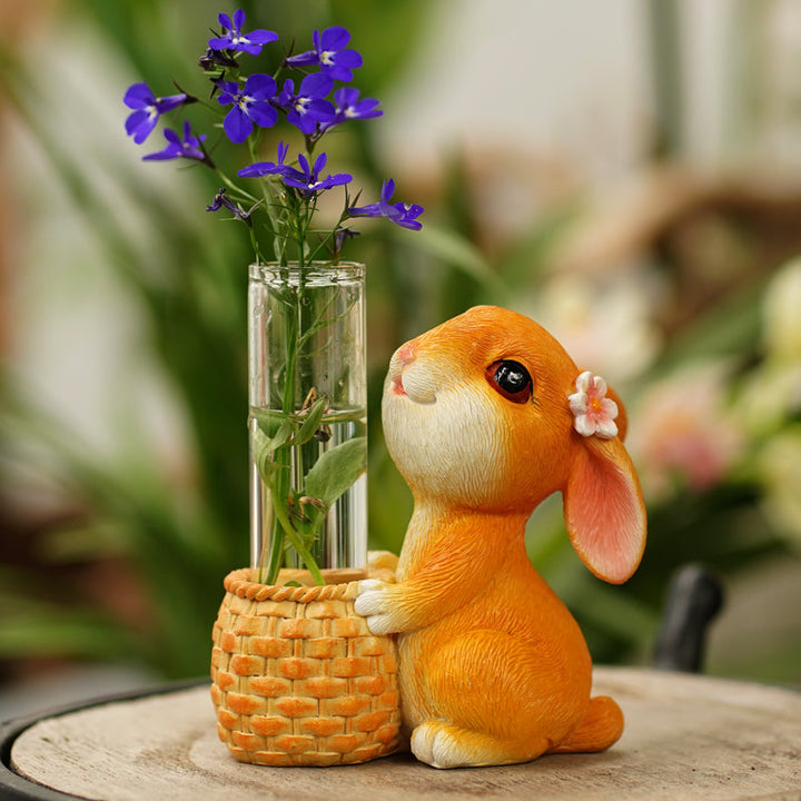 Resin Rabbit Glass Test Tube Vase