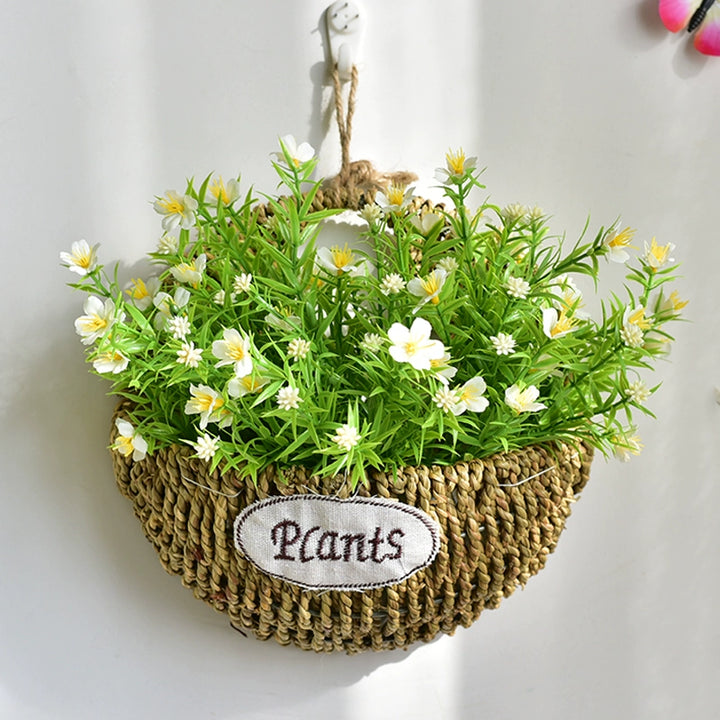 Rustic Wall Hanging Basket with Faux Lavender Flowers for Indoor Décor