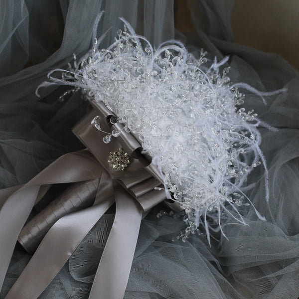Luxury Artifical Crystal Feather Wedding Bouquet