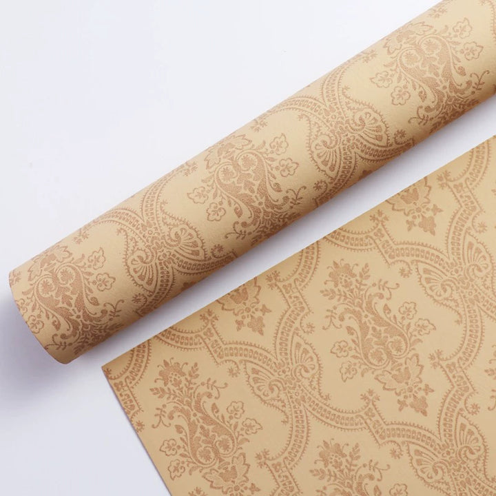 Autumn-Winter Madras Plaid & Baroque Flower Wrapping Paper Set