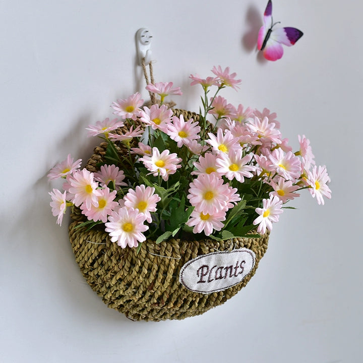 Rustic Wall Hanging Basket with Faux Lavender Flowers for Indoor Décor