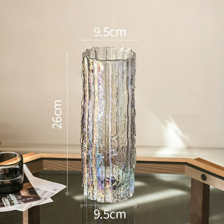 Glacier Textured Transparent Glass Vase