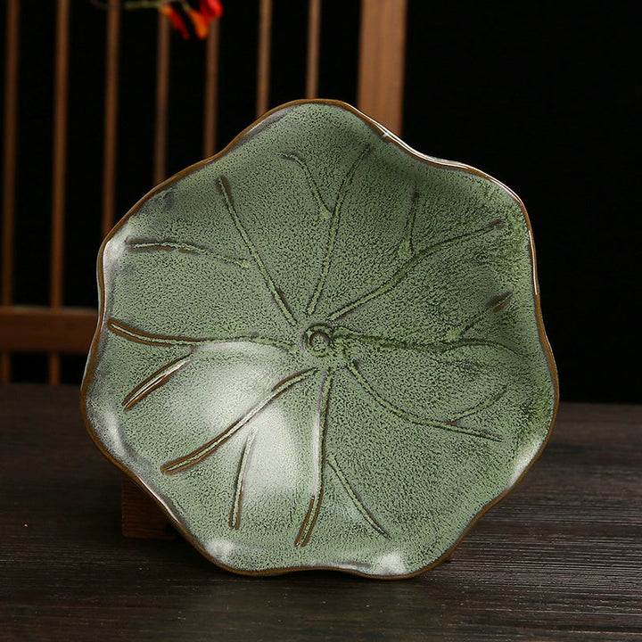 Vintage Zen Lotus Leaf Ikebana Bowl