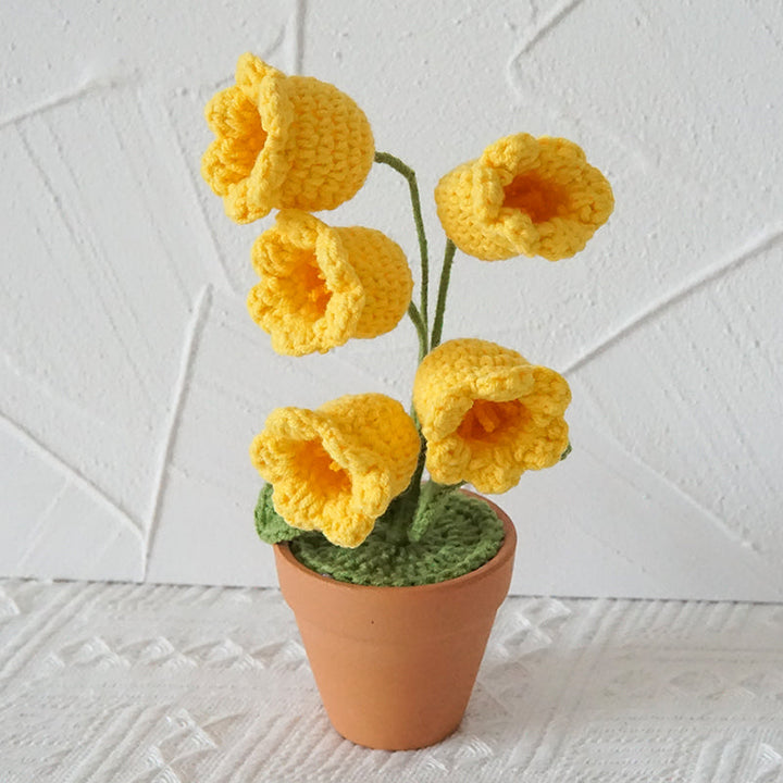 Artificial Orchid Finished Crocheted Potted Flower