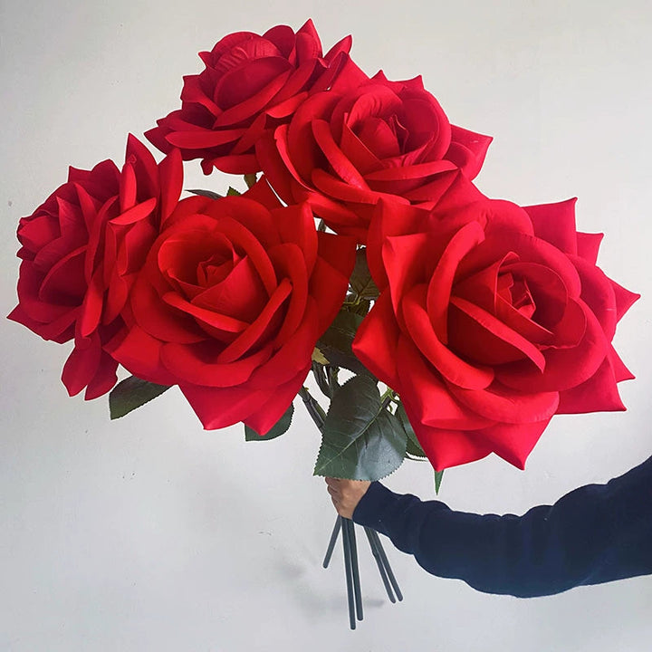 Single Stem Velvet Giant Artificial Rose, perfect as faux flowers.