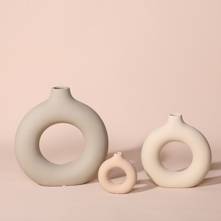 Nordic frosted ceramic vase collection in neutral tones