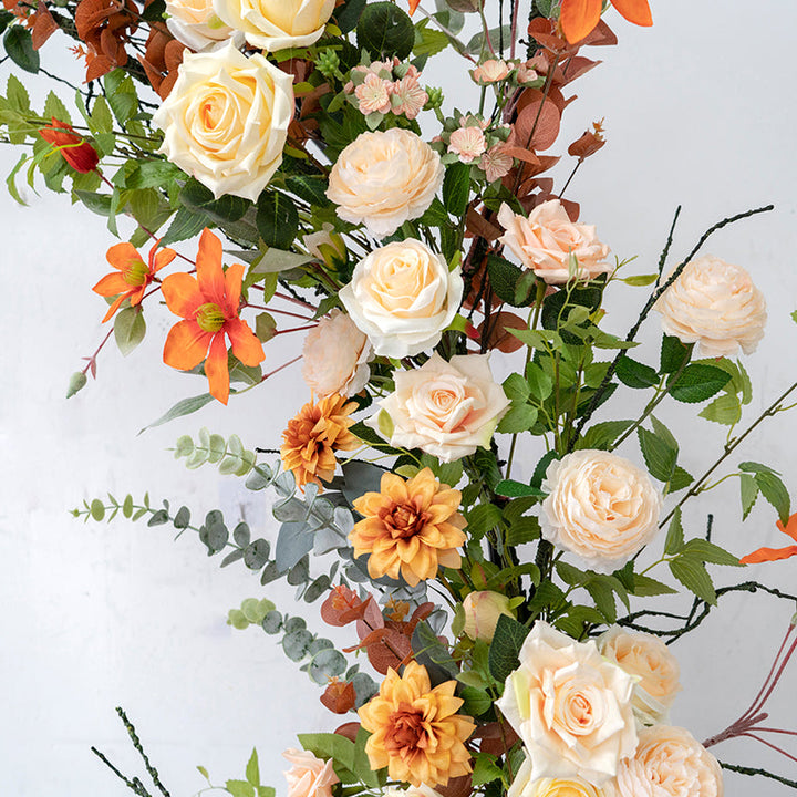 Fall Orange Flower Arch Set  for Wedding Party Decor Proposal