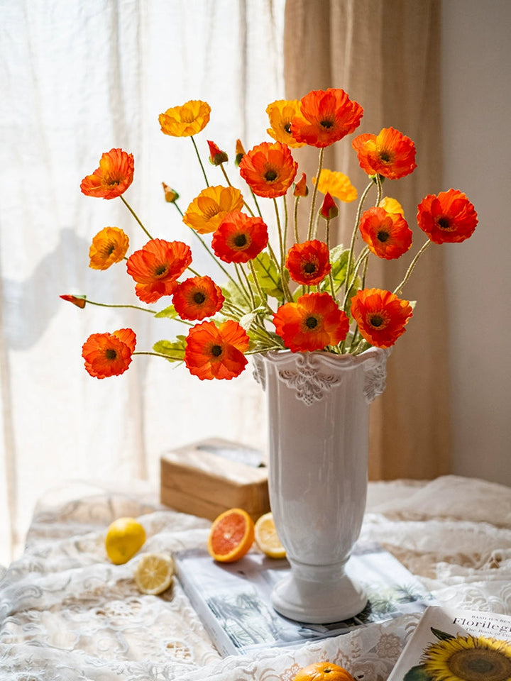 Artificial Poppy Spray Fake Flowers, perfect as silk flower.