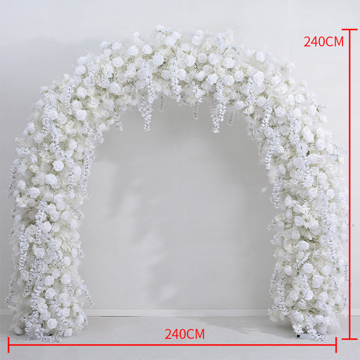 Flowers Arch Set Blossom White Roses for Wedding Event Decoration Proposal Decor