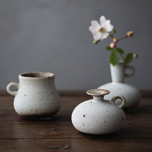 Japanese Coarse Pottery Mini Flower Vase