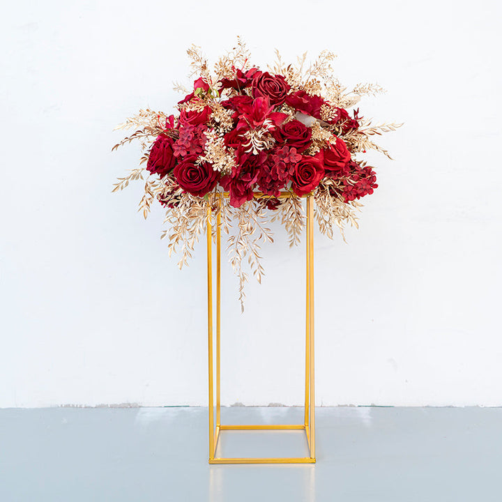 Red Gold Cube Road Flower Ball Wall Hanging Frames Decorative Floral Arrangement Proposal Decor