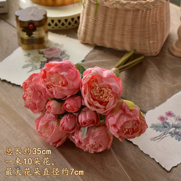 Vintage Terracotta Burnt Orange Mini Rose Bouquet for Wedding and Home Décor