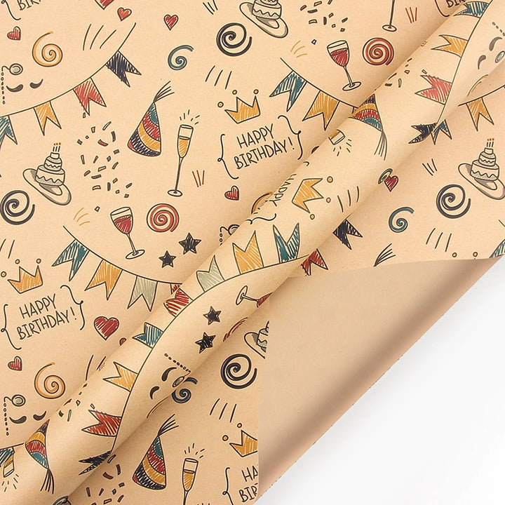 Eco-friendly birthday gift wrapping paper in a 5-sheet pack
