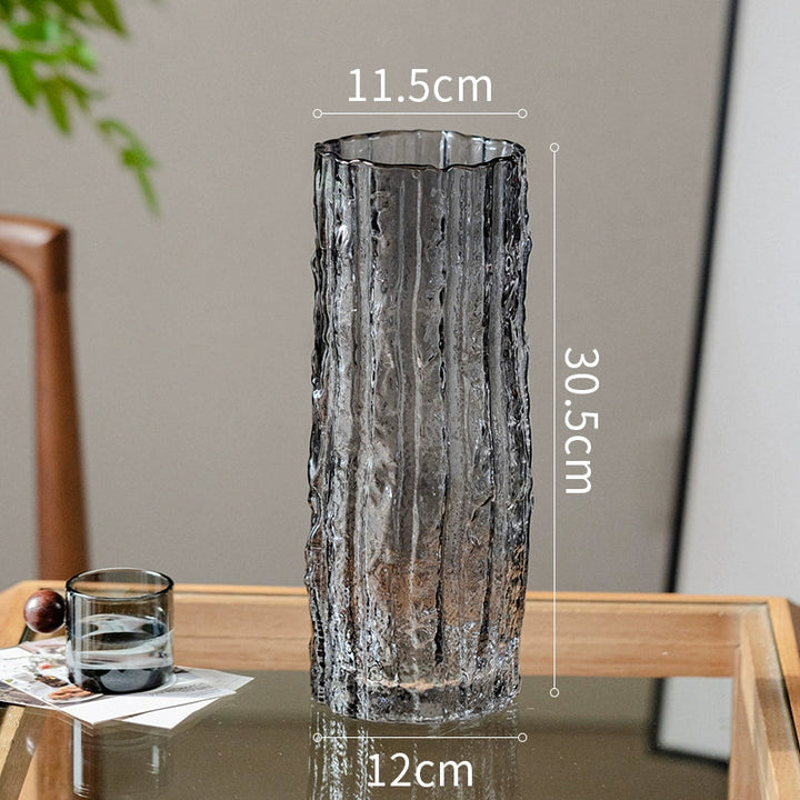 Glacier Textured Transparent Glass Vase