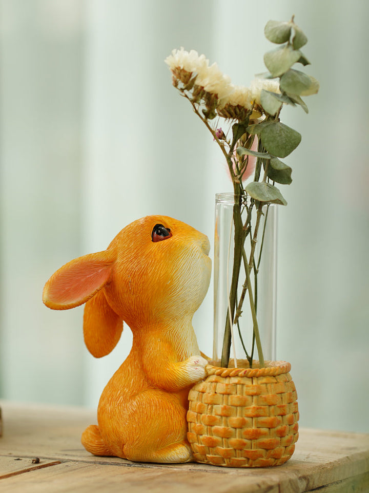 Resin Rabbit Glass Test Tube Vase