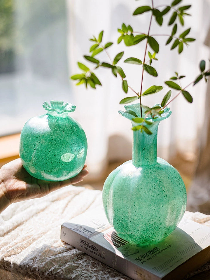 Vintage Blue Glass Art Vase