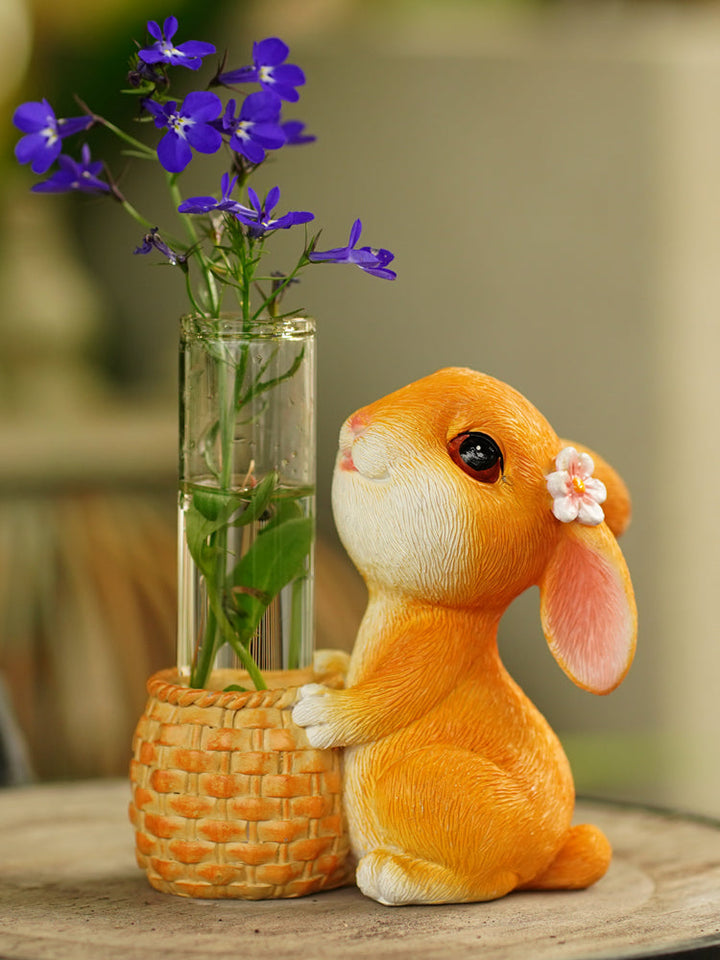 Resin Rabbit Glass Test Tube Vase