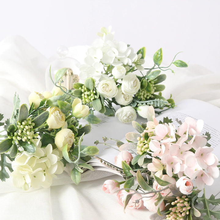 Rustic Faux Carnation and Hydrangea Wedding Bouquet Decor