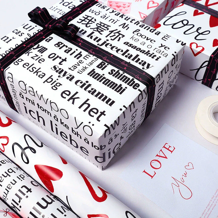 Creative wrapping paper for romantic gifts, chocolates, and flowers.