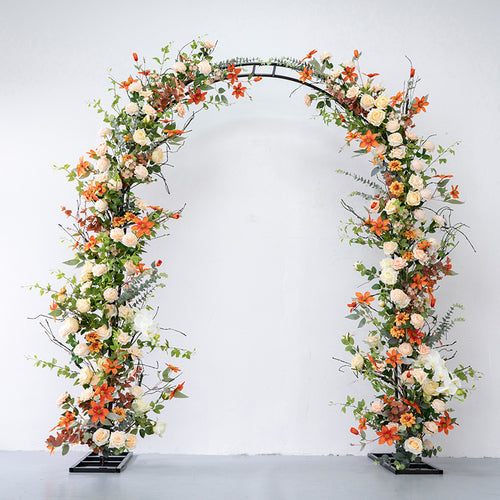 Fall Orange Flower Arch Set  for Wedding Party Decor Proposal