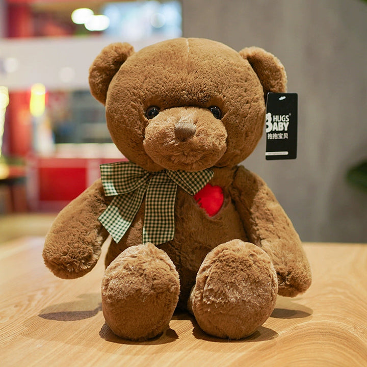 Plush Teddy Bear with Plaid Bow 35cm is a delightful addition to your valentine's gifts collection.