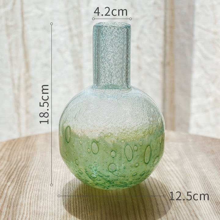 Gradient Green Bubble Glass Art Vase