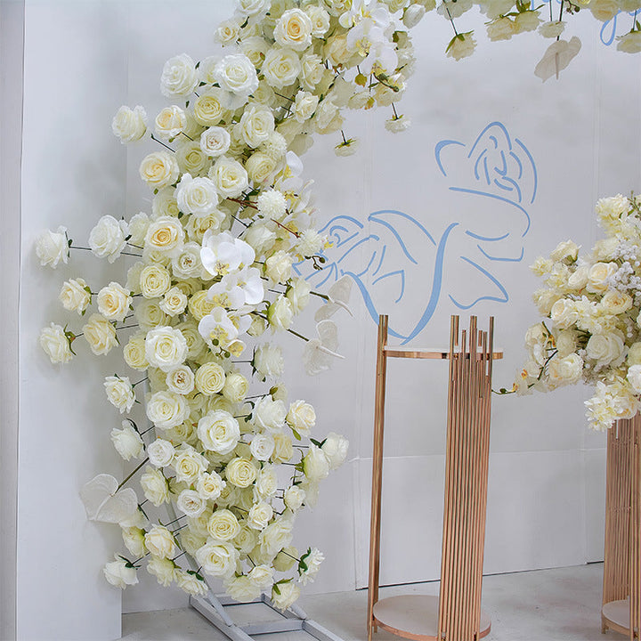 Light Champagne Roses Arch  for Wedding Party Decor Proposal