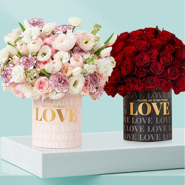 LOVE Print Round Flower Bouquet Boxes Pack 2 is a delightful addition to your valentine's day flowers collection.