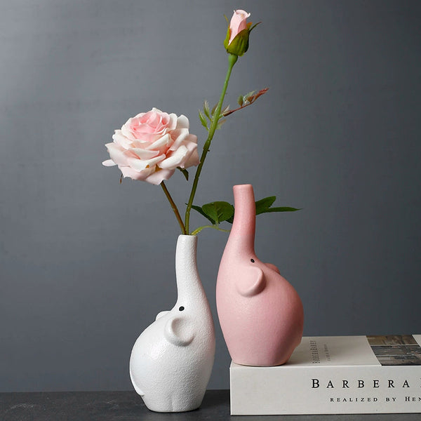 Ceramic Elephant Vase for Single Stem Flower