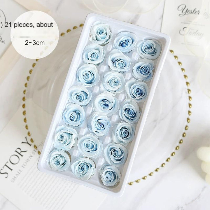 Premium Preserved Blue-White Rose for Floral Arrangements - 2-6cm