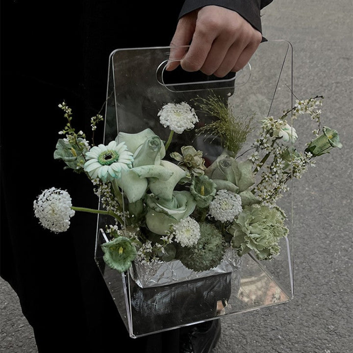 Clear Acrylic Flower Arrangement Box with Handle